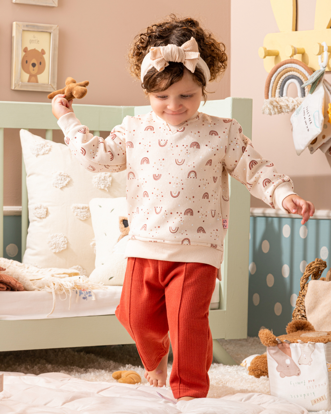 Cute Rainbow بيجاما بيبي بناتي ليجن