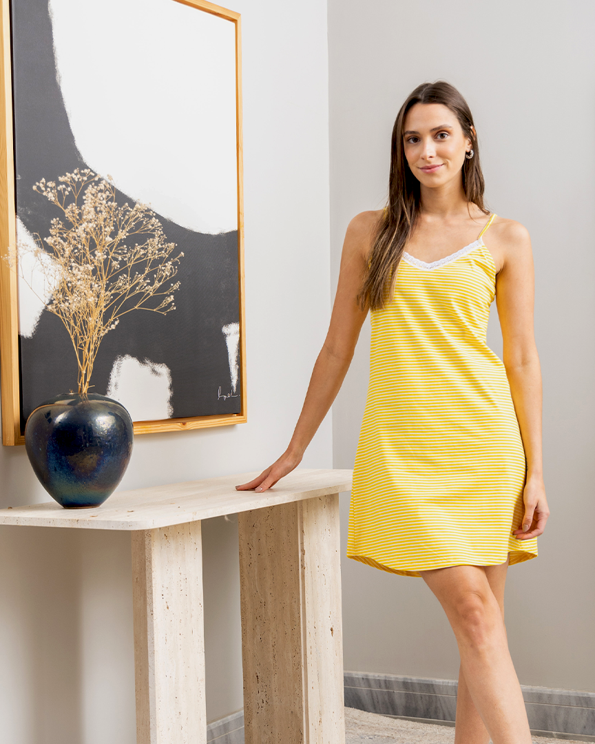 Women's night-shirt with a striped strap