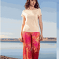 Women's pajamas, plain back cut, lace pants