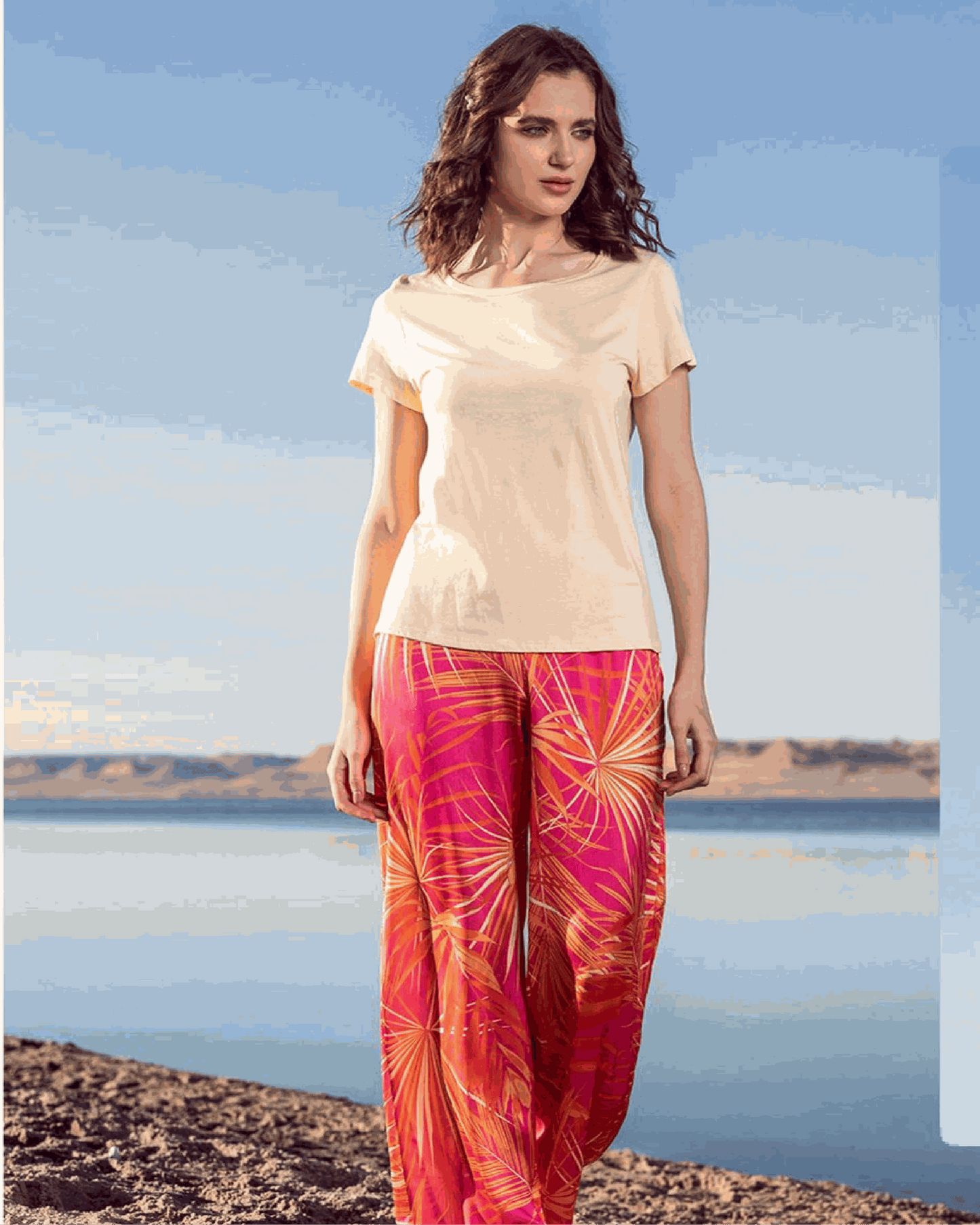 Women's pajamas, plain back cut, lace pants