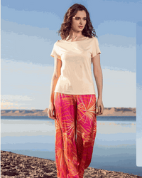 Women's pajamas, plain back cut, lace pants