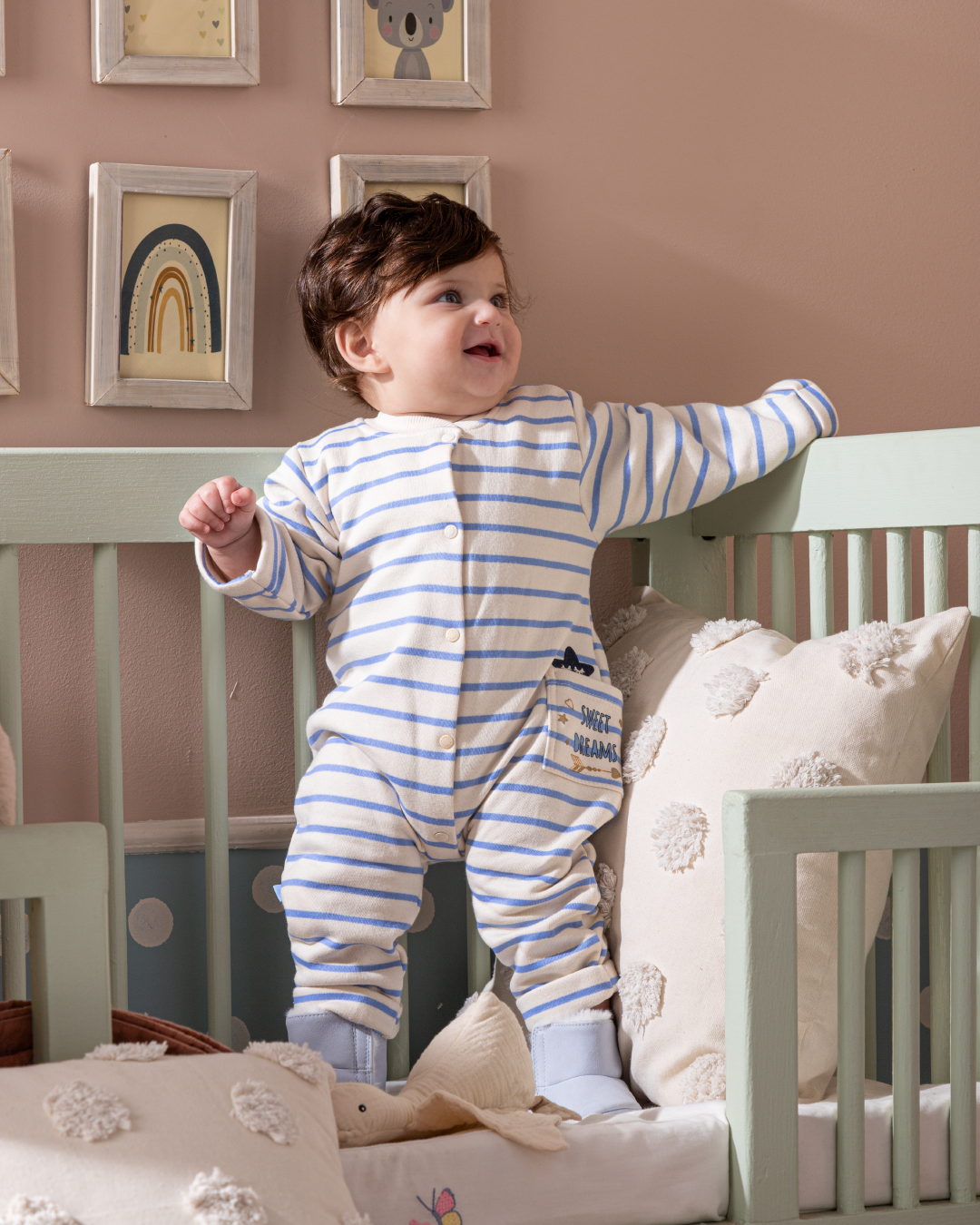 Blue Stripe Printed Baby Romper