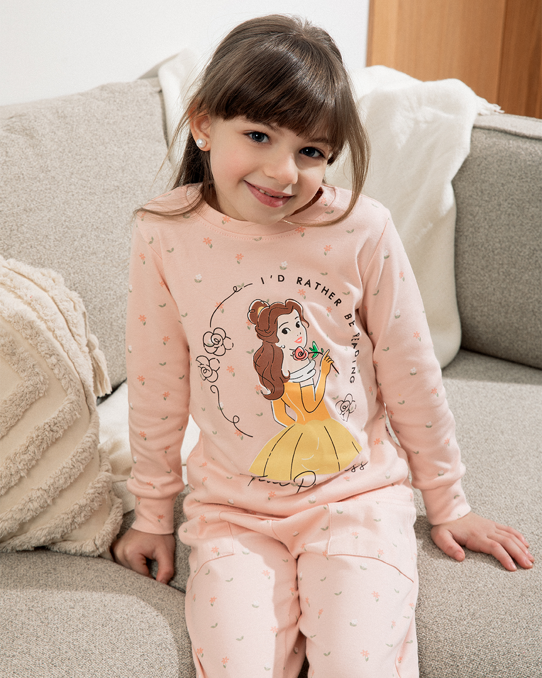 Disney Princessبيجاما بناتي كُم طويل