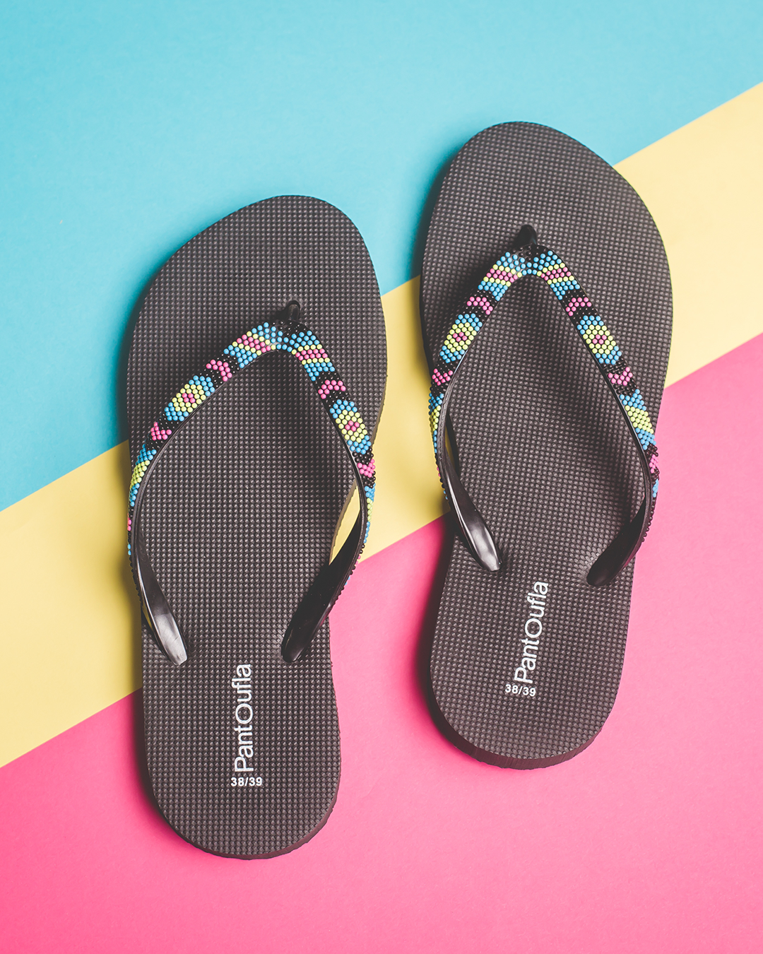 Women's slippers, plain, neon colors