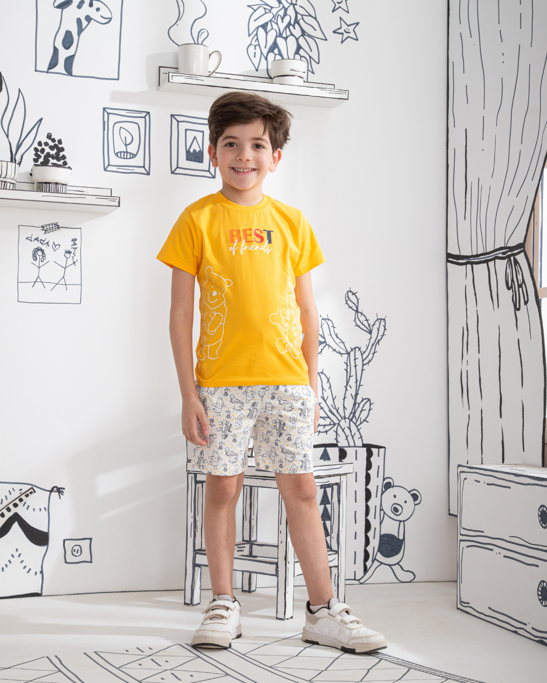 Best of friends بيجاما اولادي نص كم و شورت قطن