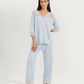 Women's Three-Quarter Sleeve Pajama with Buttons and Lace Pants