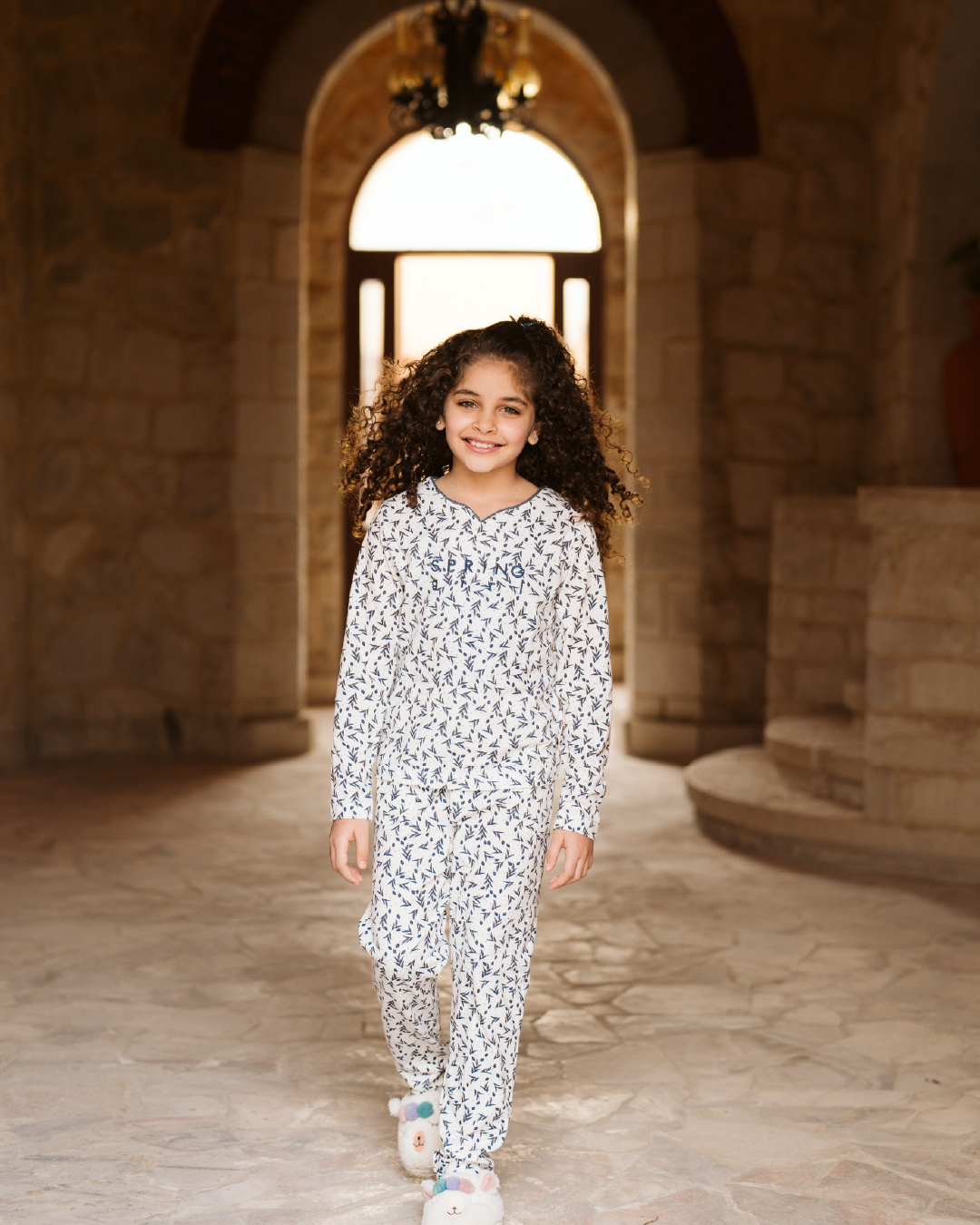 tiny roses بيجاما بناتي كُم طويل