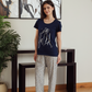 Women's half-sleeve pajamas with palm print
