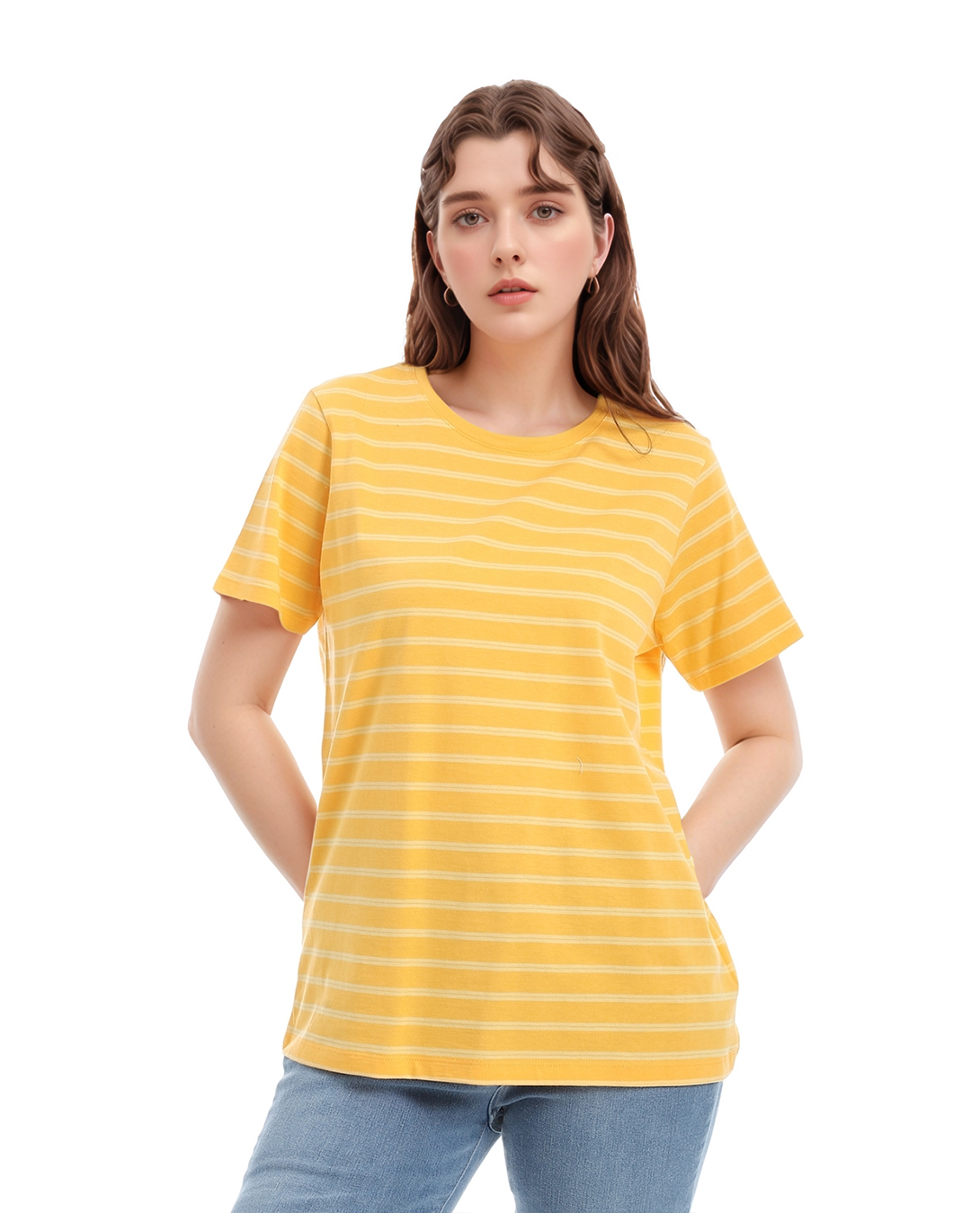 Lands End تي شيرت بيزك حريمي راوند