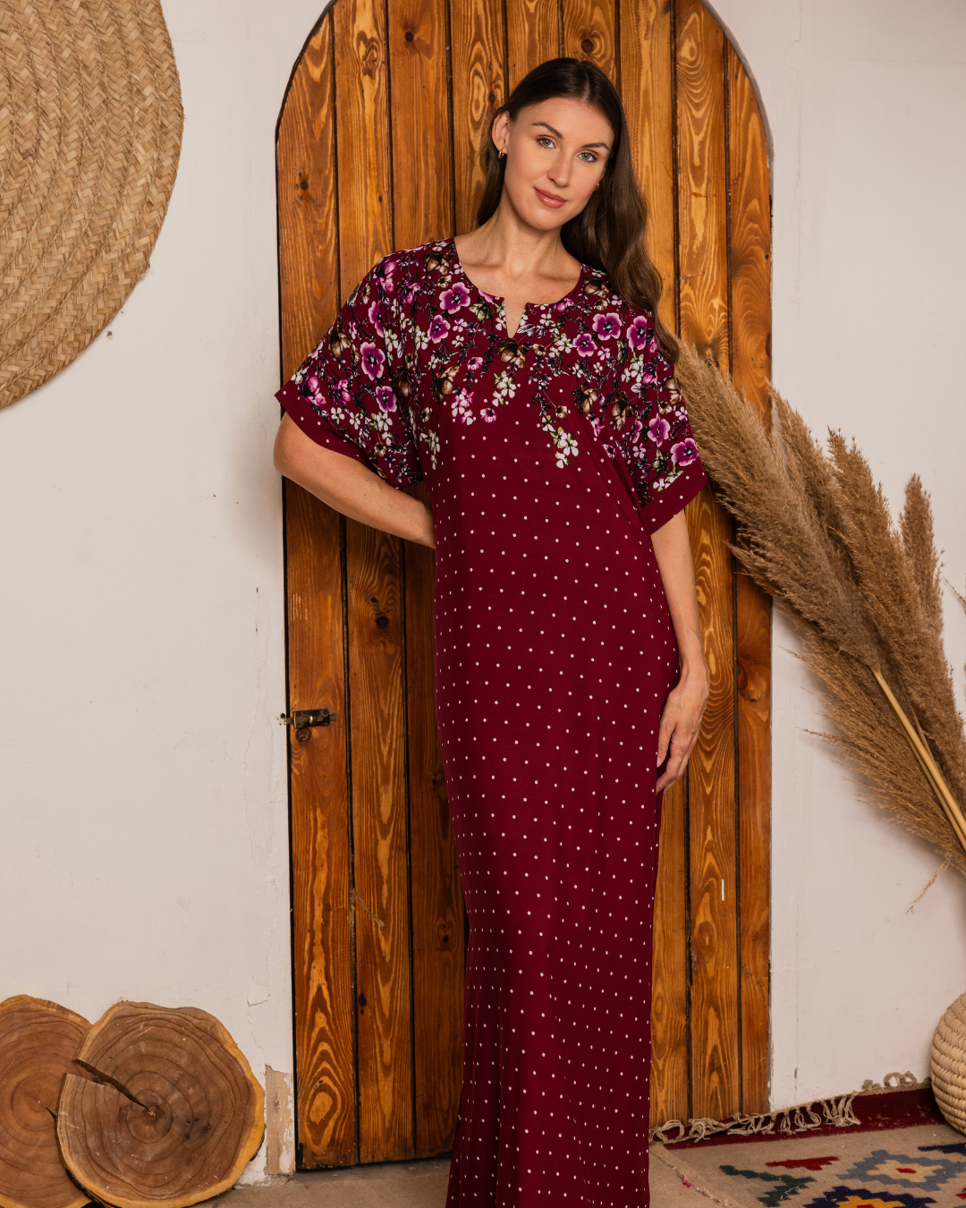 140 قميص فسكوز نص كم منقط