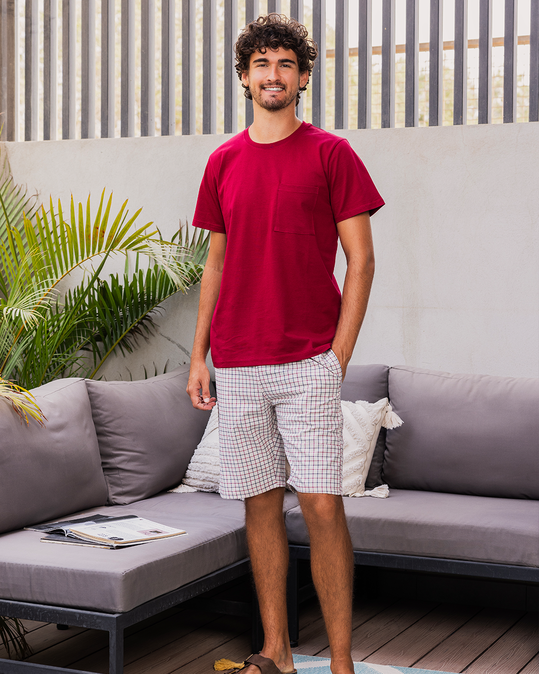 Plaid Pattern بيجاما رجالي شورت