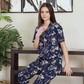 Classic women's pajamas, half sleeves and patterned pants