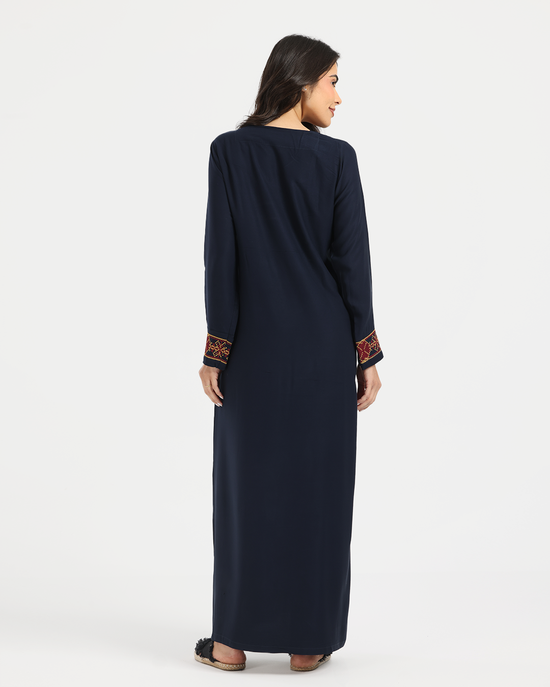 1 قميص فسكوز سادة مطرز بكم