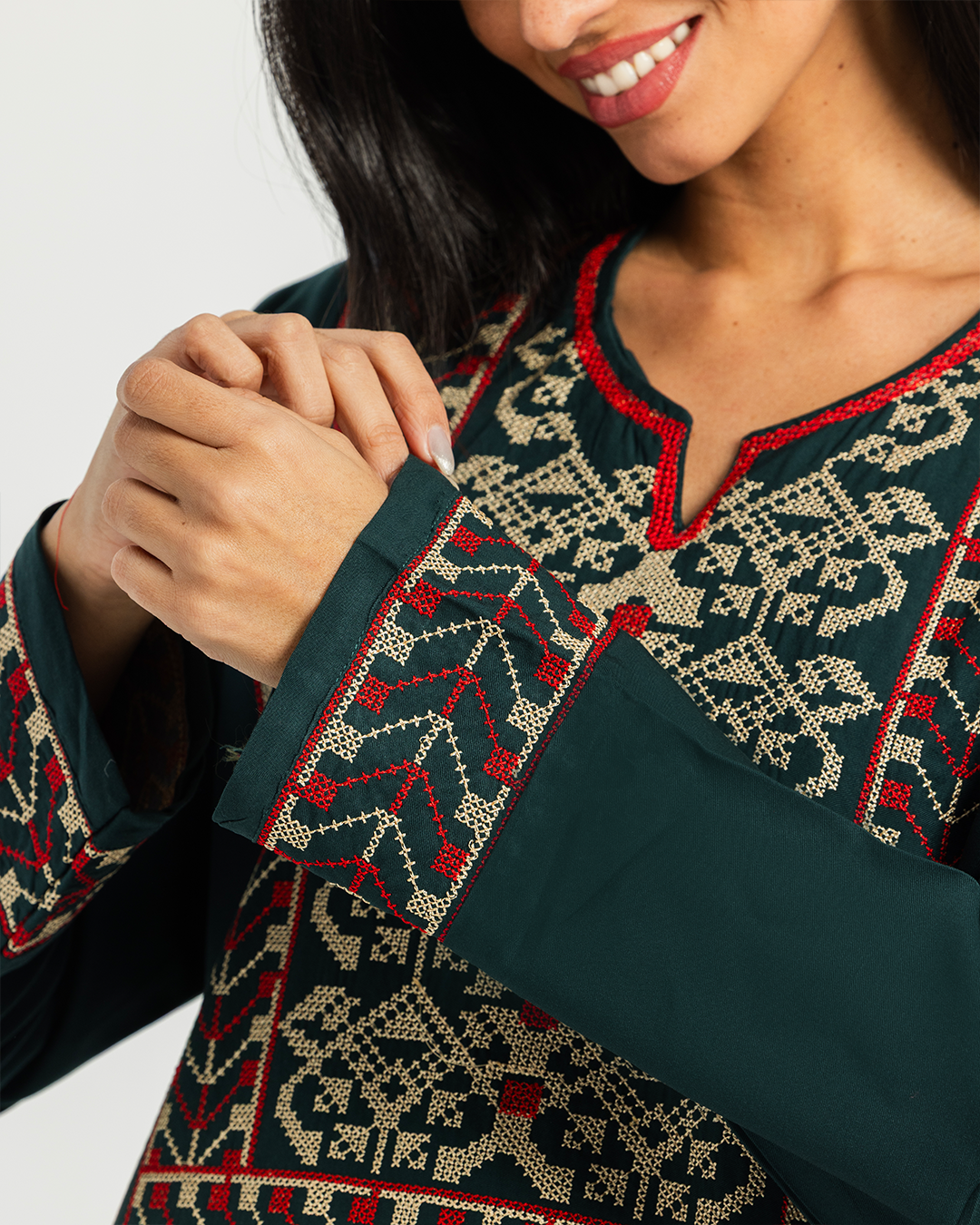 2 قميص فسكوز سادة مطرز بكم