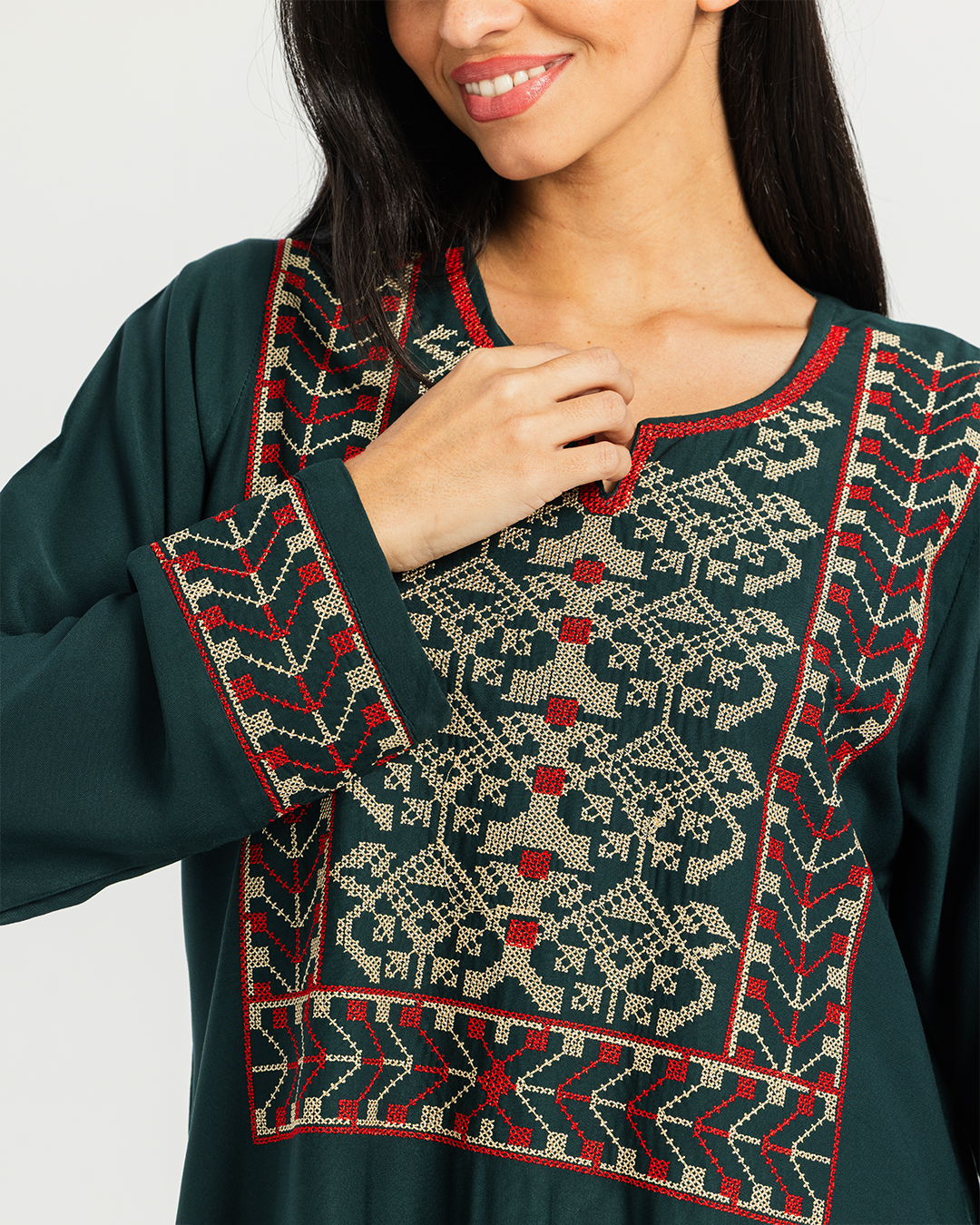 2 قميص فسكوز سادة مطرز بكم