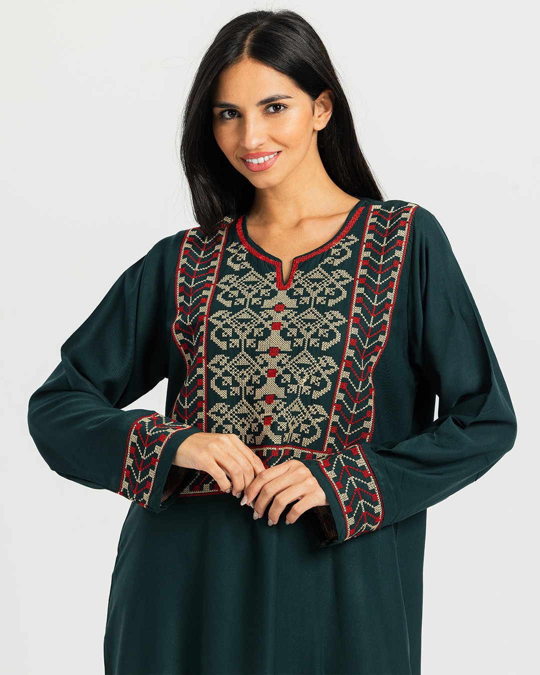 2 قميص فسكوز سادة مطرز بكم