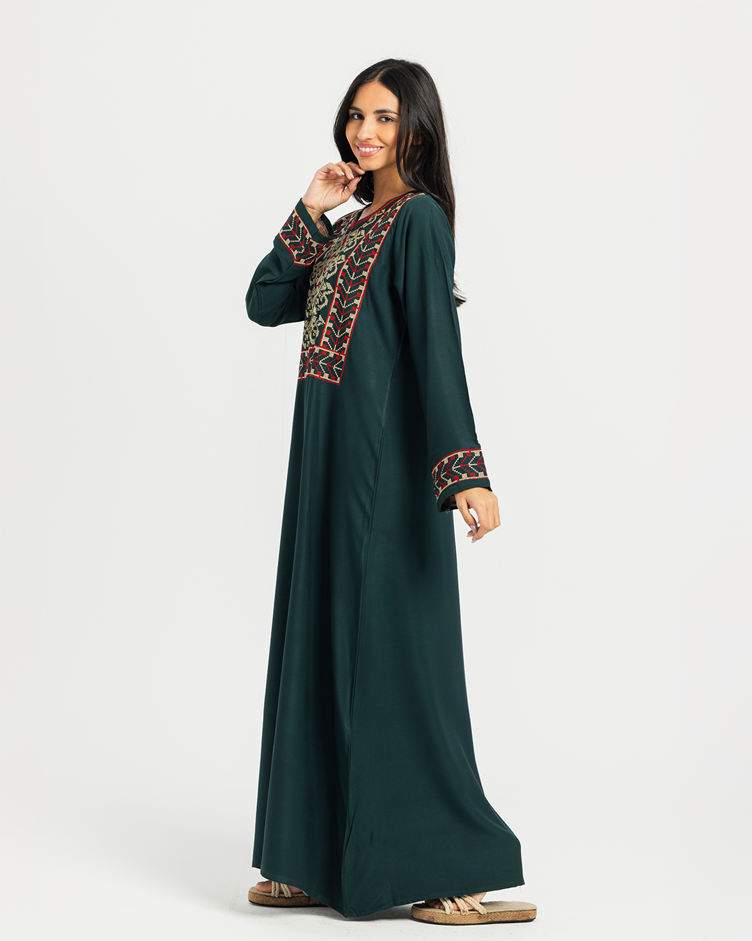 2 قميص فسكوز سادة مطرز بكم