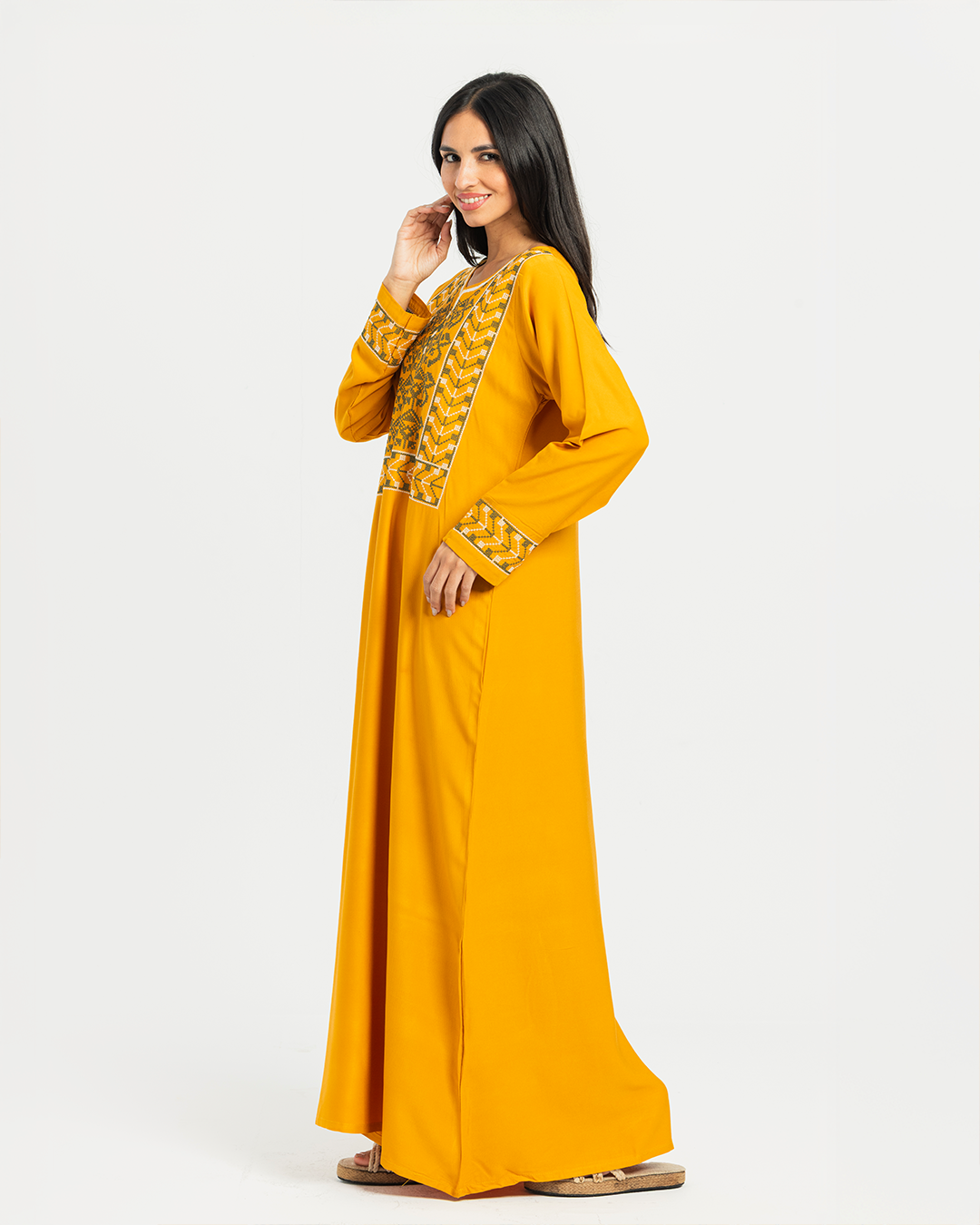 2 قميص فسكوز سادة مطرز بكم