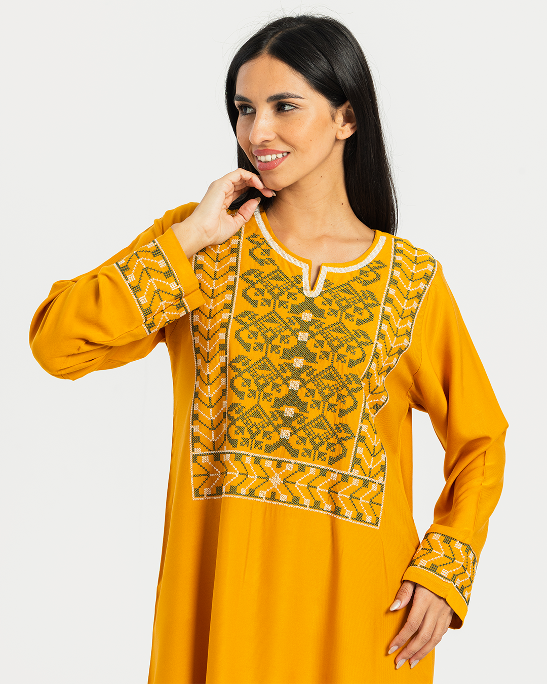 2 قميص فسكوز سادة مطرز بكم