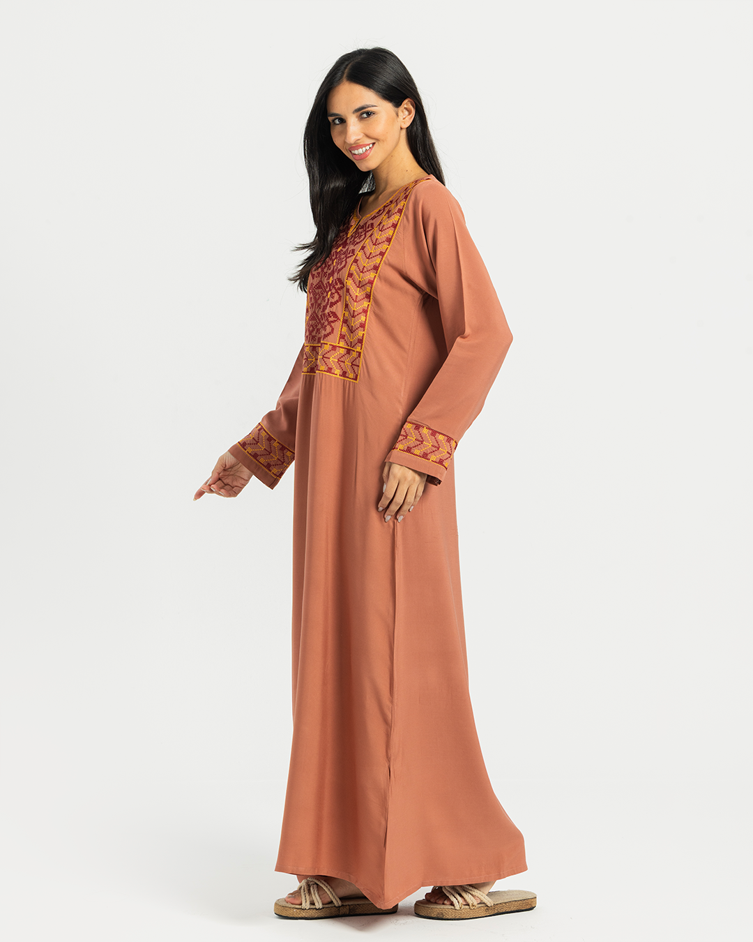 2 قميص فسكوز سادة مطرز بكم