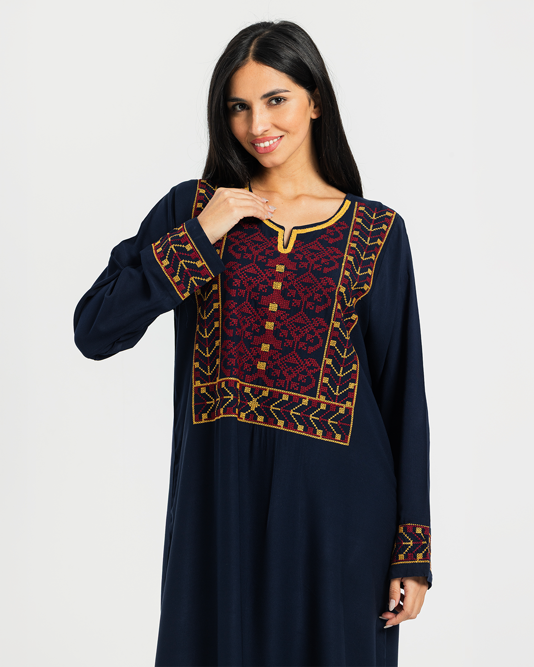 2 قميص فسكوز سادة مطرز بكم