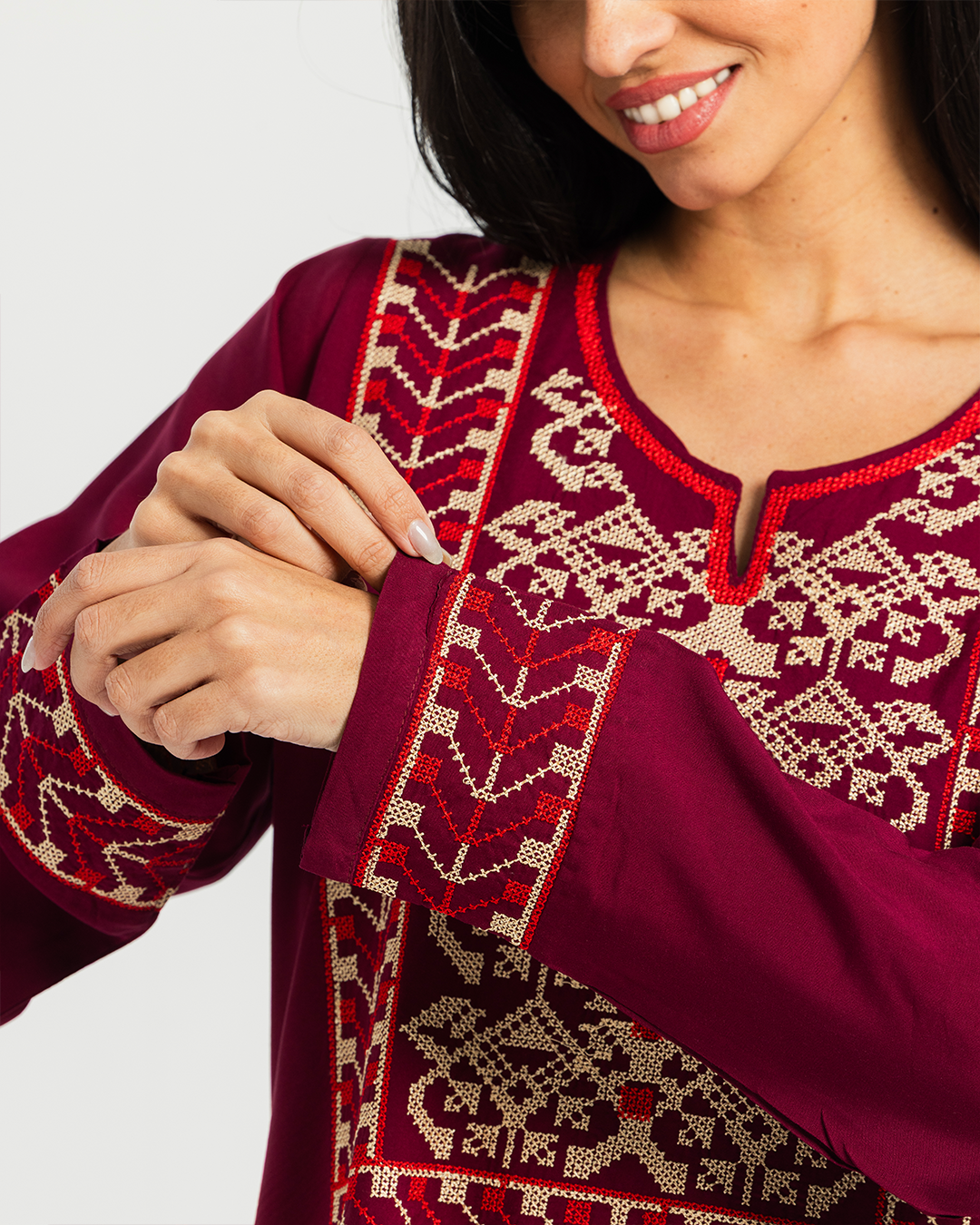 2 قميص فسكوز سادة مطرز بكم