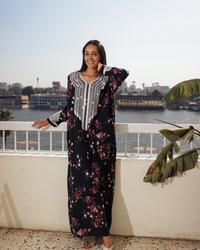 18 قميص فسكوز كم مشجر مطرز