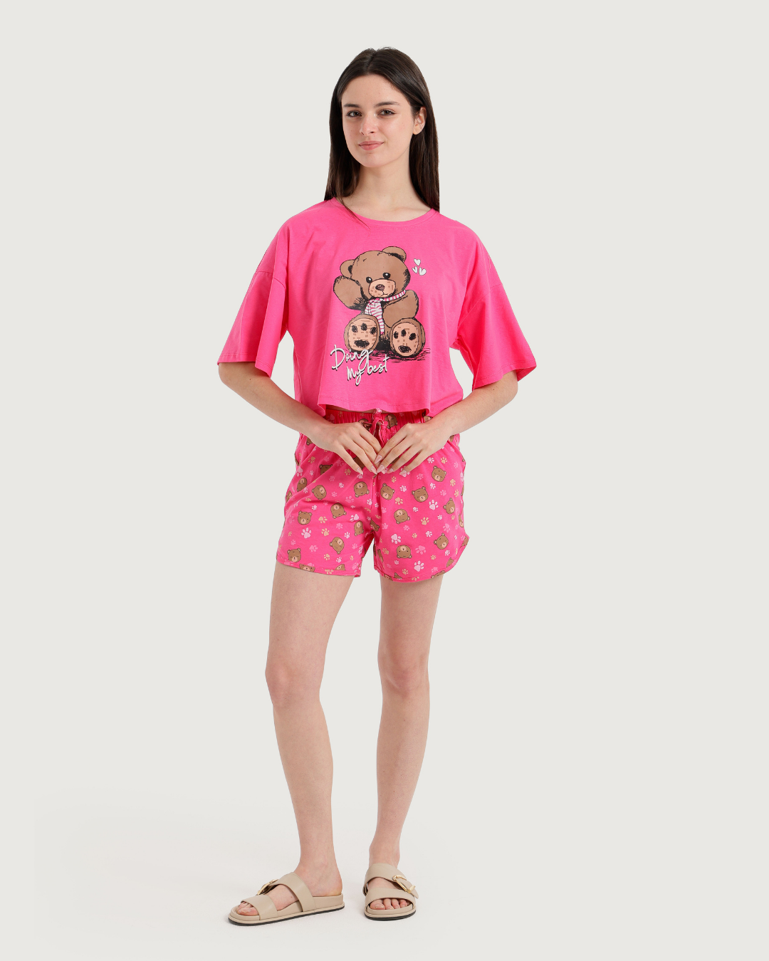 Teddy bear  بيجاما حريمي اوفر سايز وهوت شورت