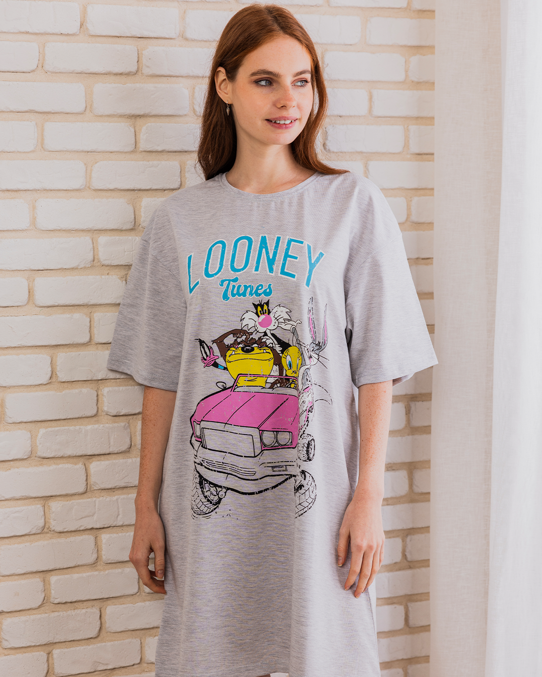 LOONEY TUNES Women's Night Shirt, Half Short Sleeve