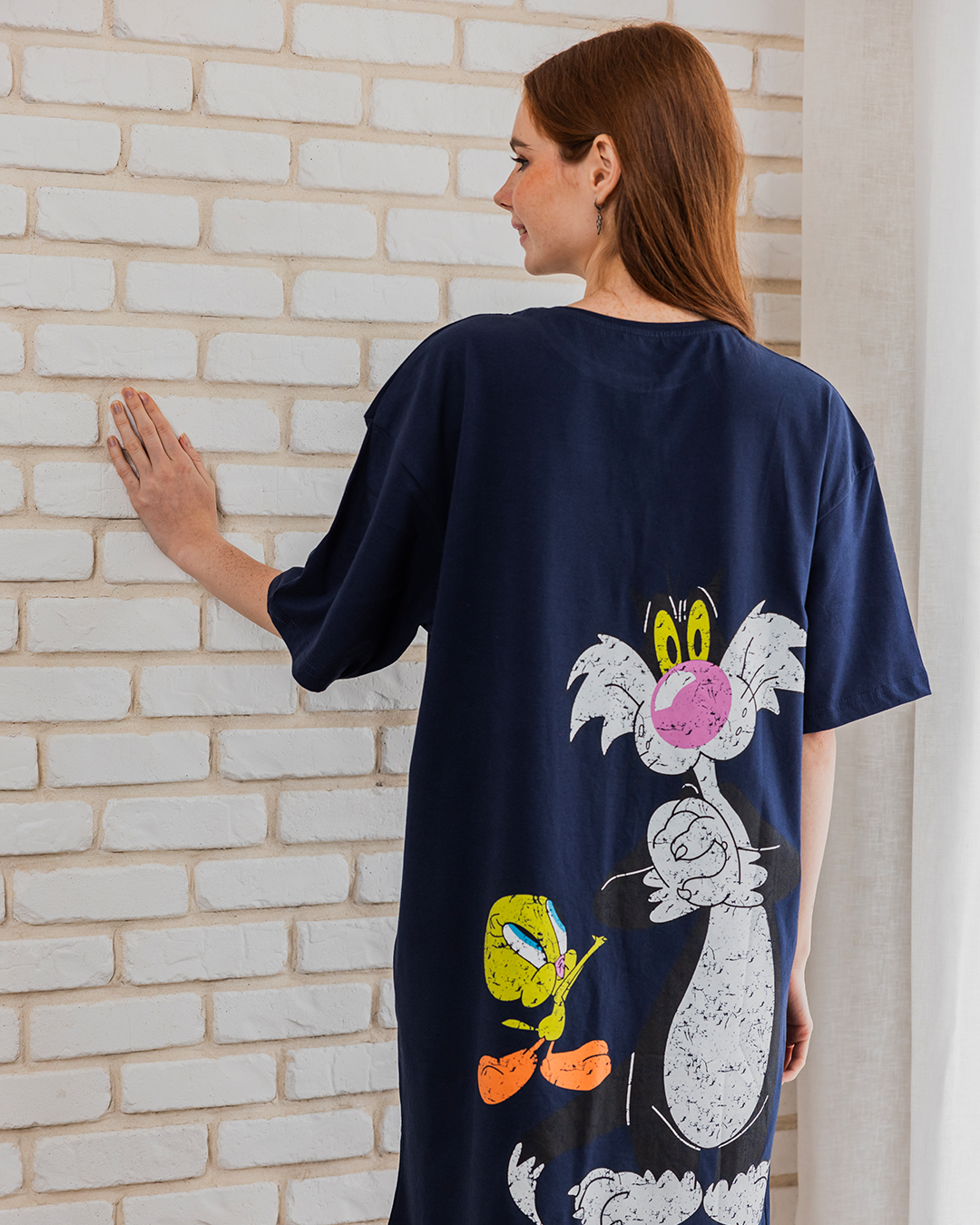 LOONEY TUNES Women's Night Shirt, Half Short Sleeve
