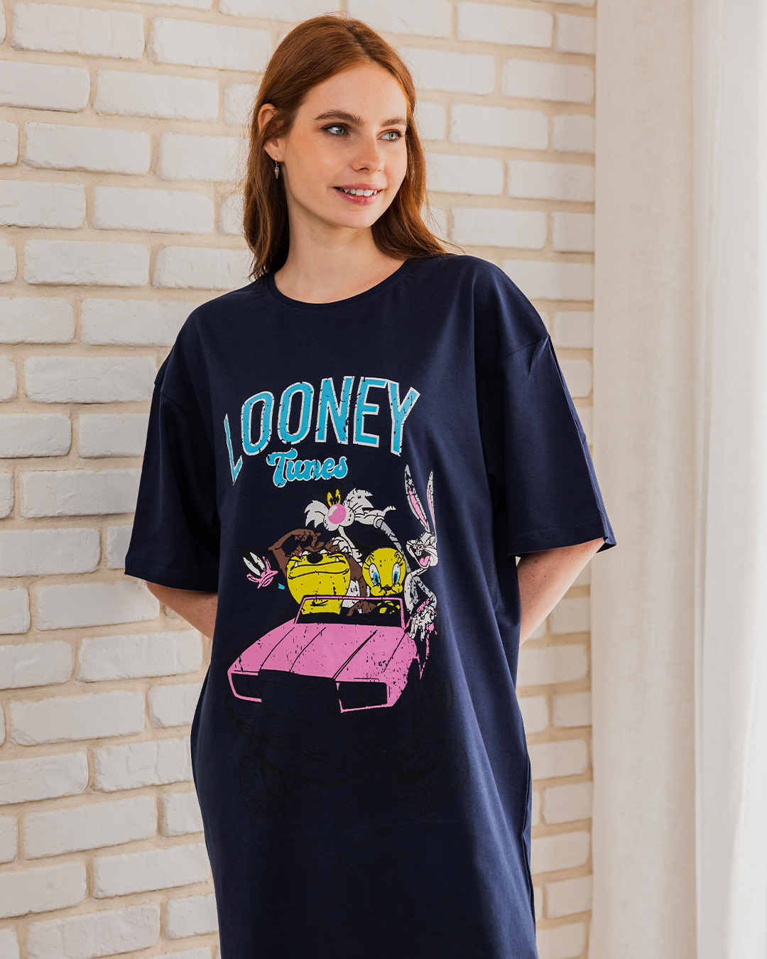 LOONEY TUNES Women's Night Shirt, Half Short Sleeve