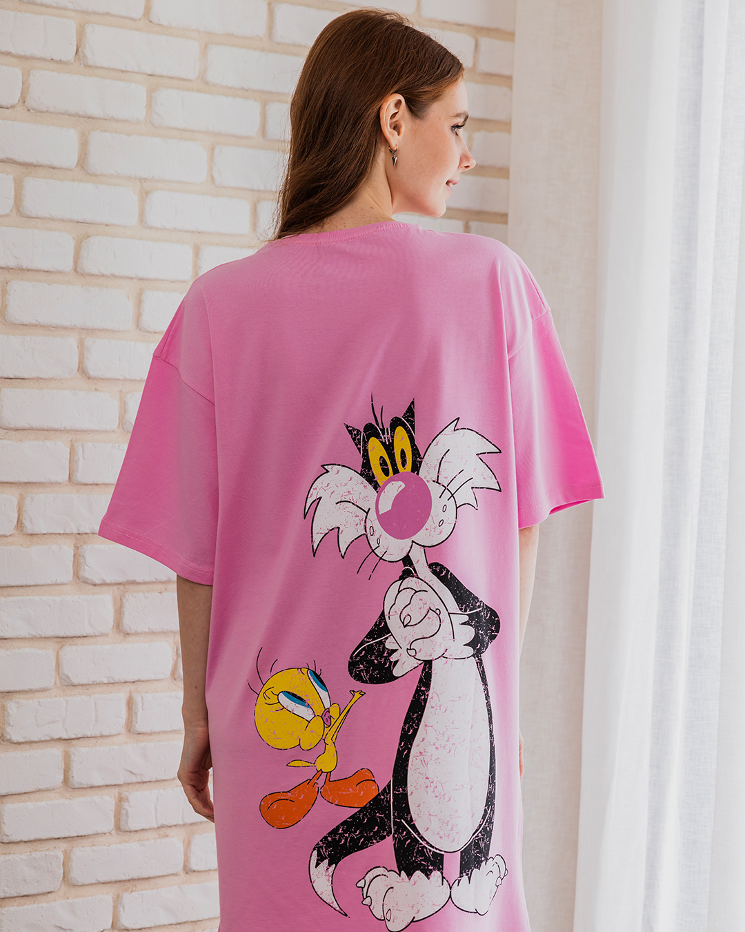 LOONEY TUNES Women's Night Shirt, Half Short Sleeve