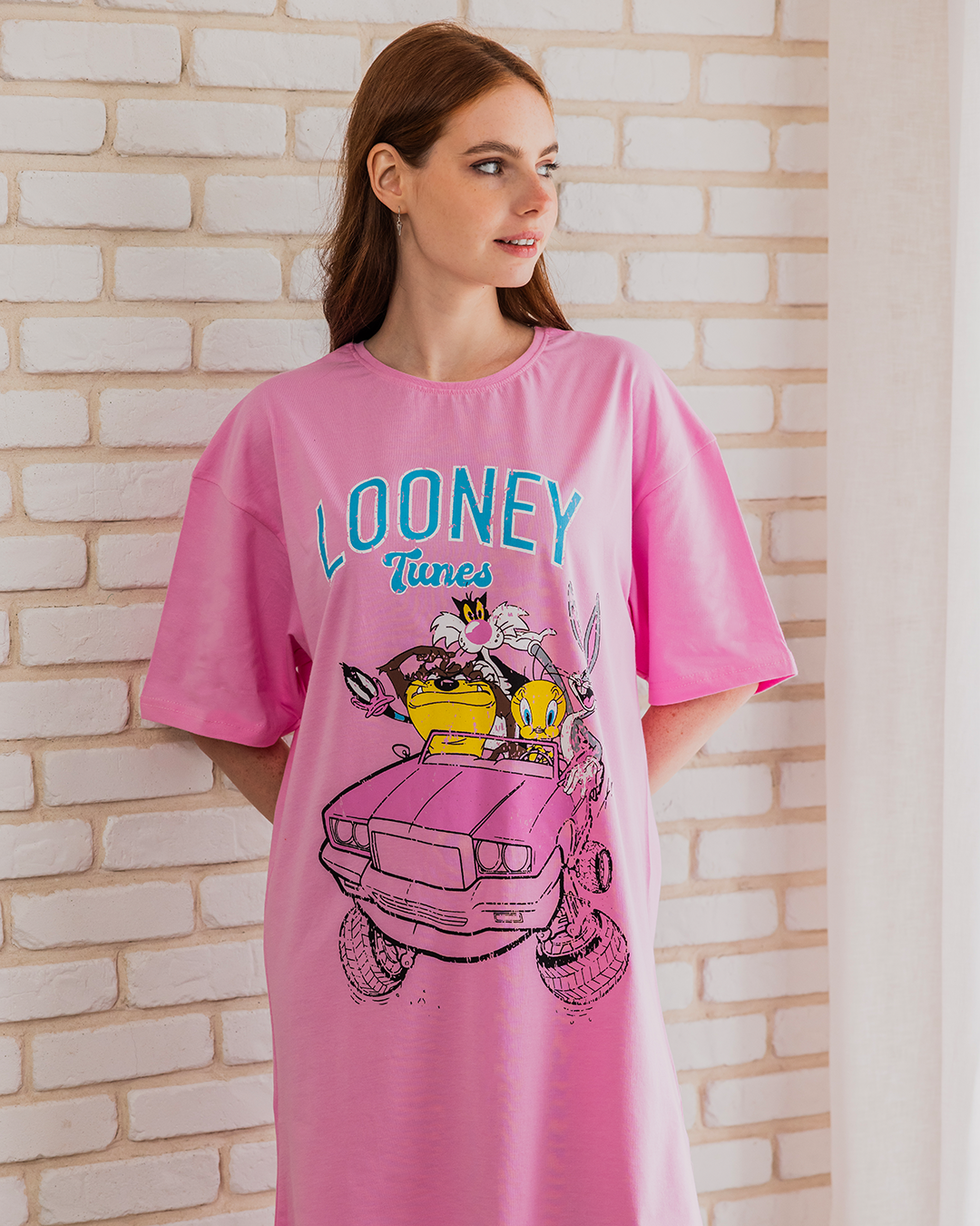 LOONEY TUNES Women's Night Shirt, Half Short Sleeve