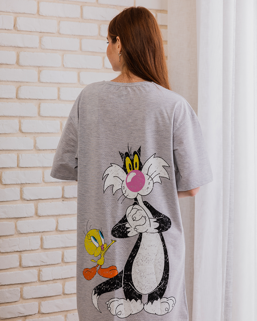 LOONEY TUNES Women's Night Shirt, Half Short Sleeve