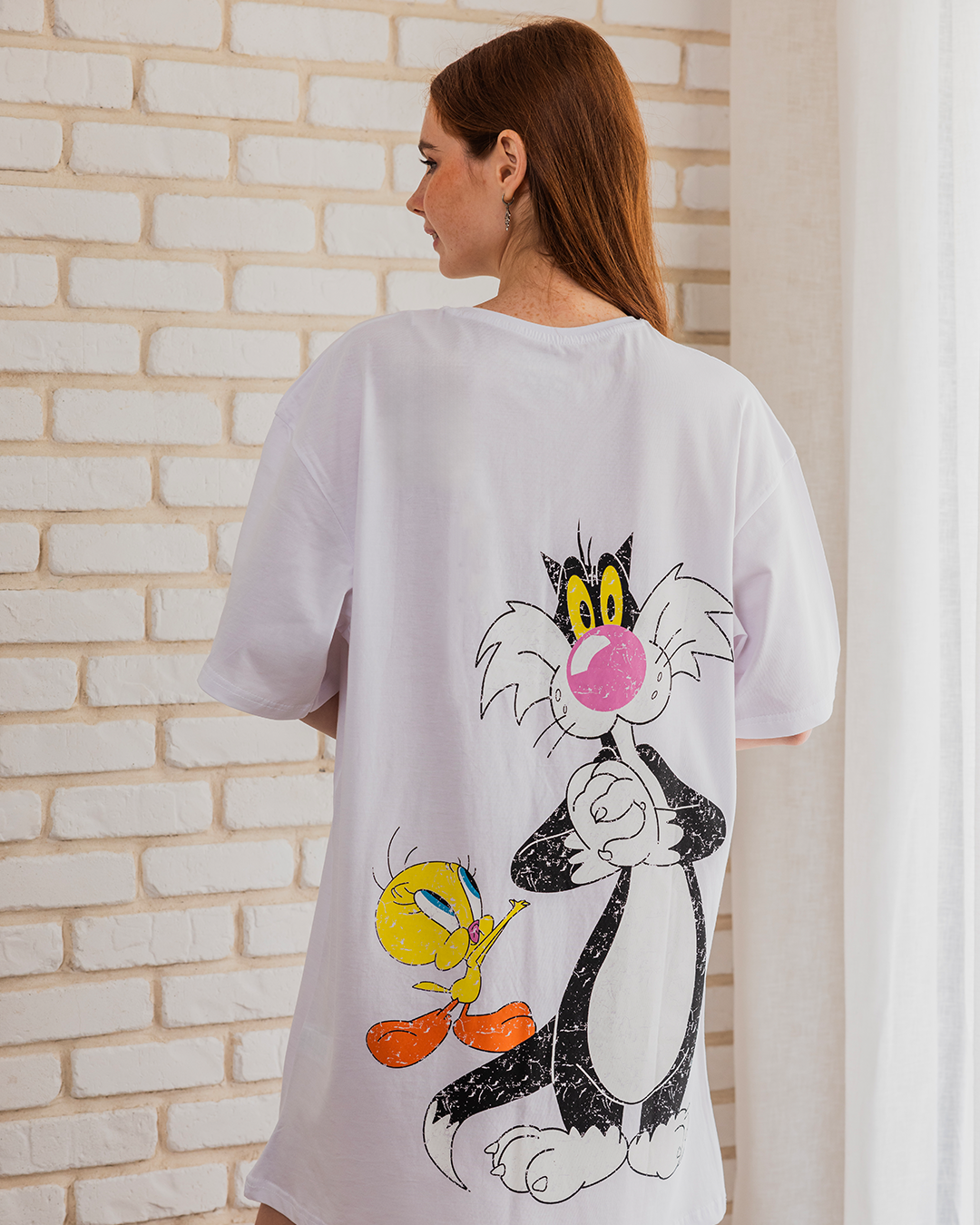 LOONEY TUNES Women's Night Shirt, Half Short Sleeve