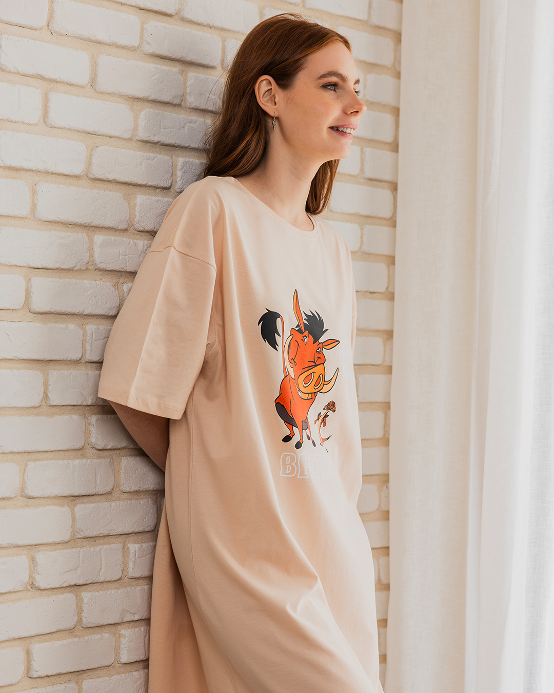 timonpumbaa women's night shirt, half short sleeves