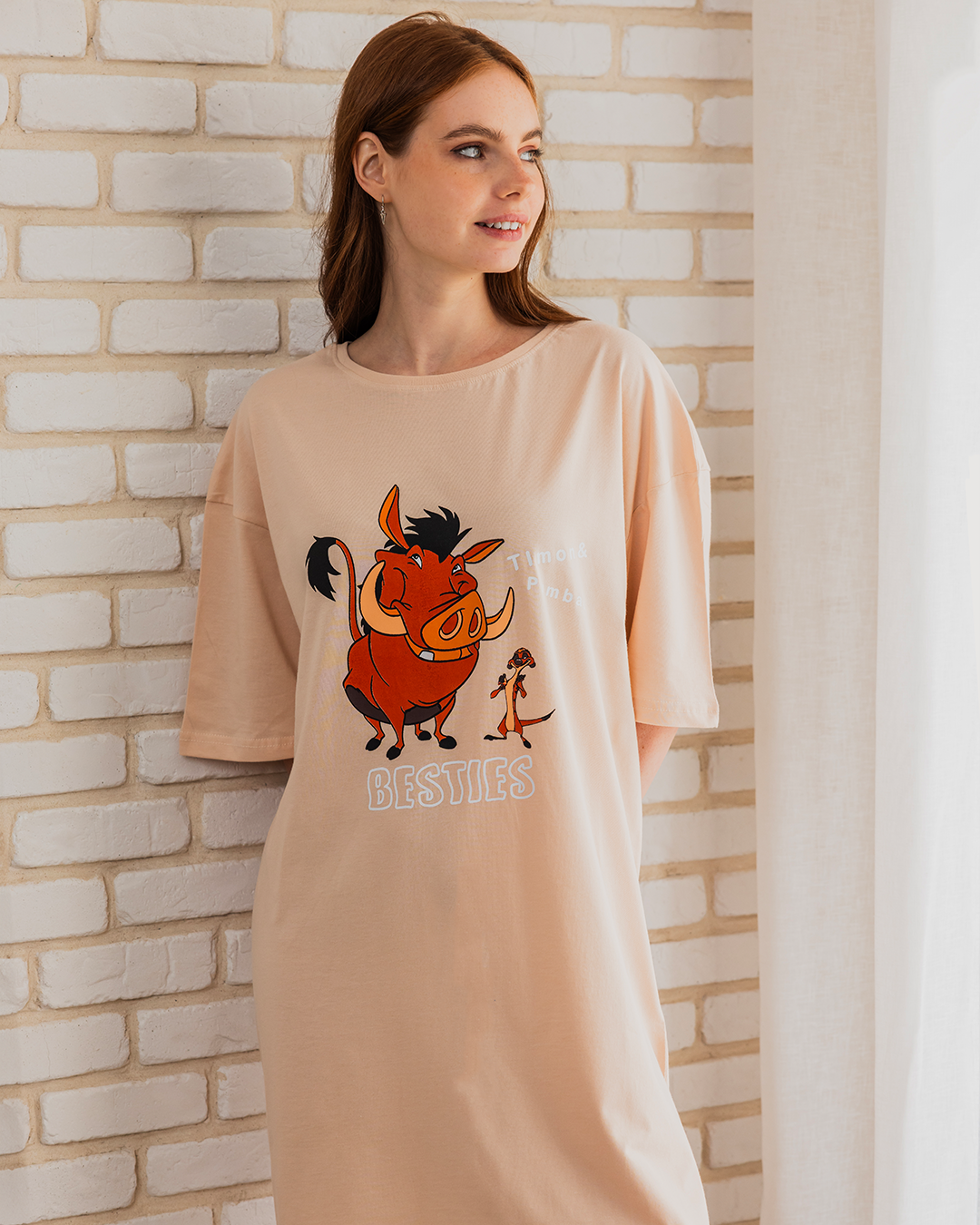 timonpumbaa women's night shirt, half short sleeves