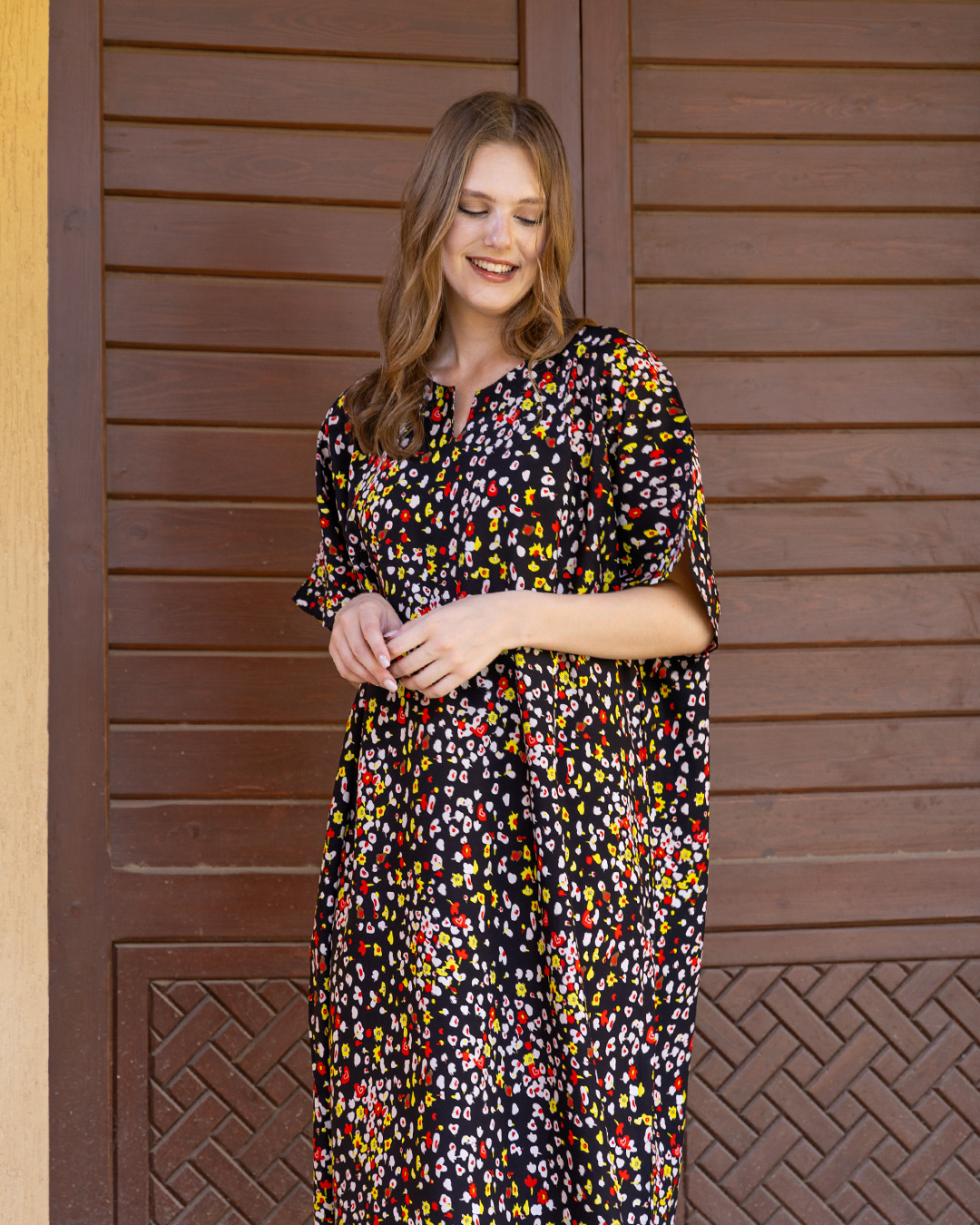 قميص فسكوز مشجر نص كم 113