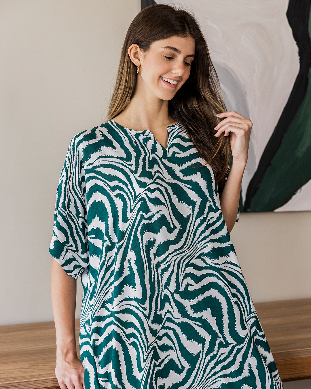 قميص فسكوز مشجر نص كم 117