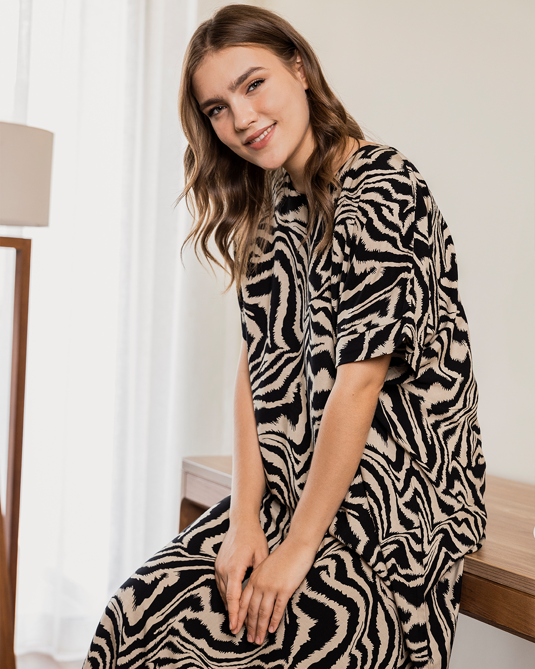 قميص فسكوز مشجر نص كم 117