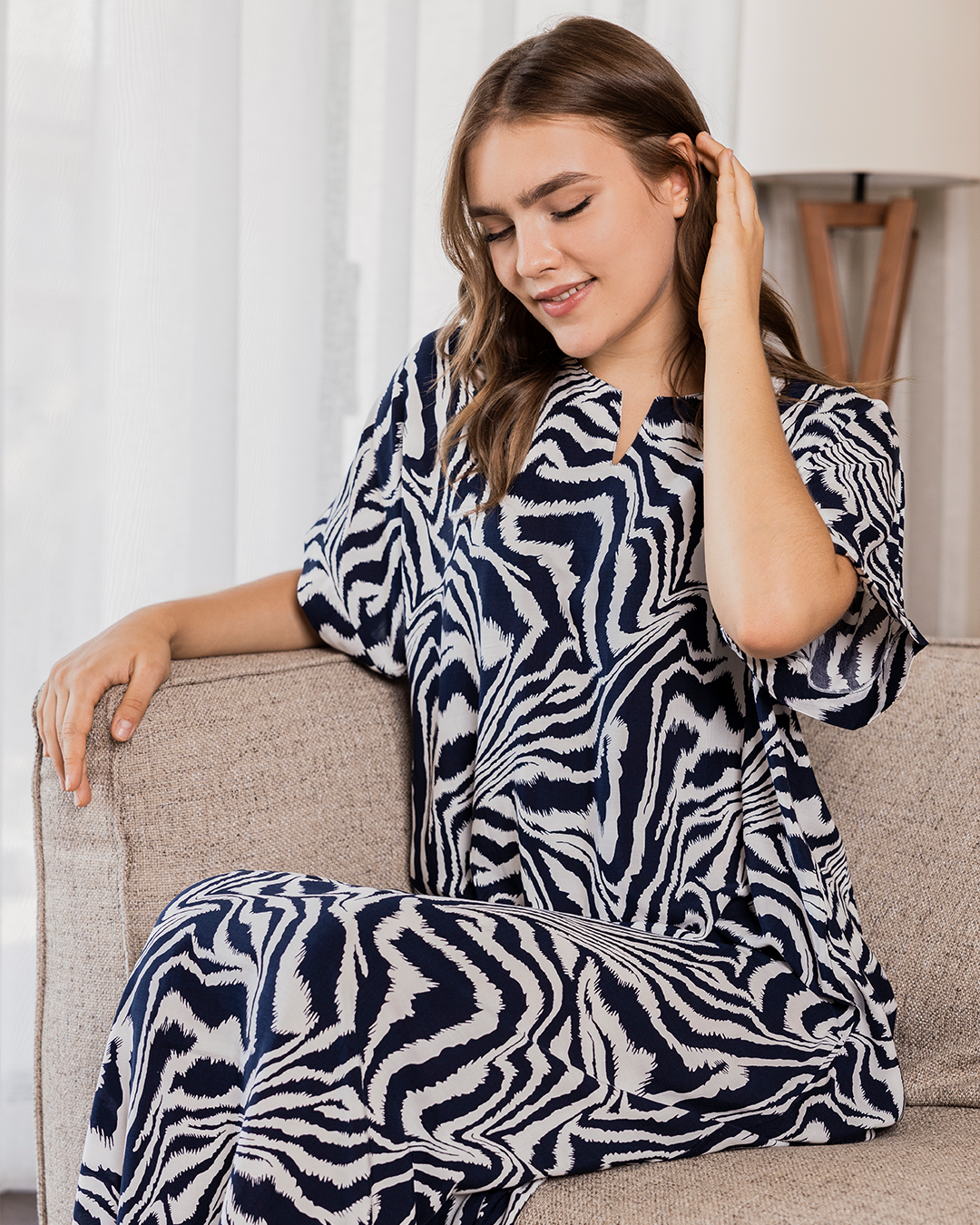 قميص فسكوز مشجر نص كم 117