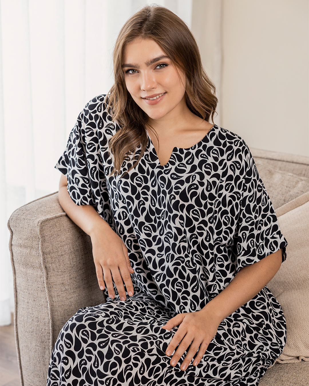 121 قميص فسكوز نص كم  مشجر