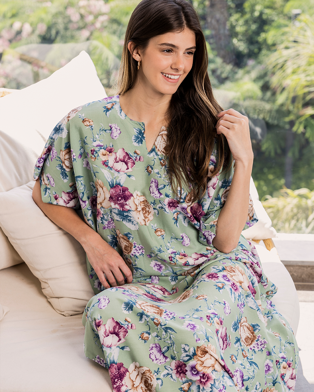 126 قميص فسكوز نص كم  مشجر