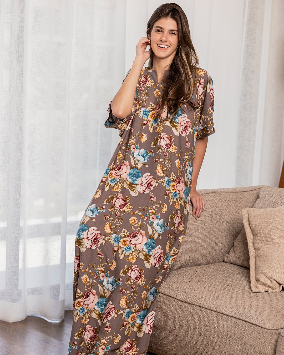 126 قميص فسكوز نص كم  مشجر