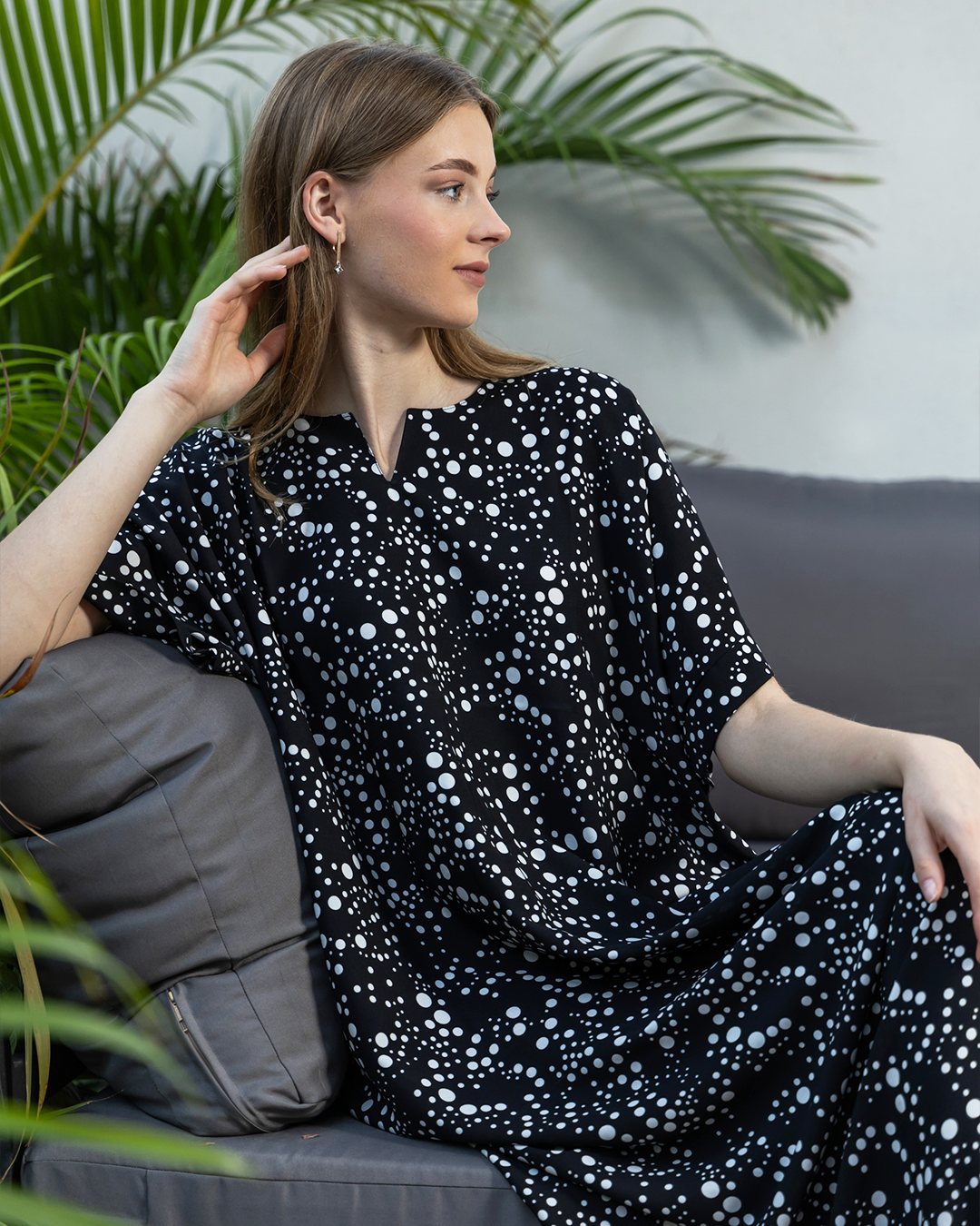 128 قميص فسكوز نص كم منقط