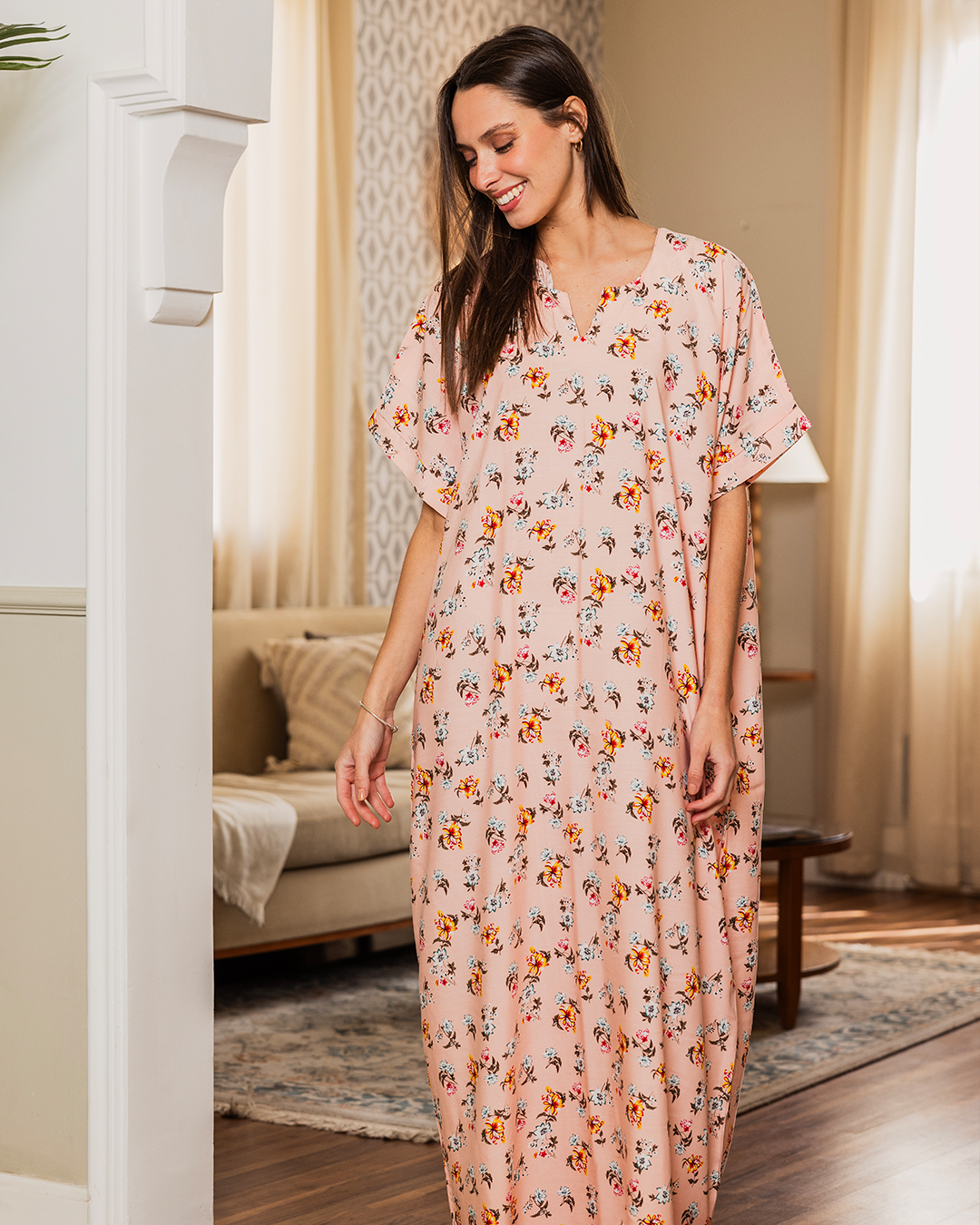 131 قميص فسكوز نص كم مشجر