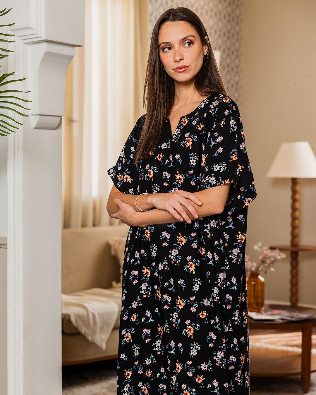 131 قميص فسكوز نص كم مشجر