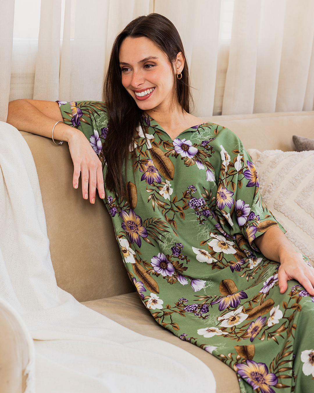 132 قميص فسكوز نص كم مشجر