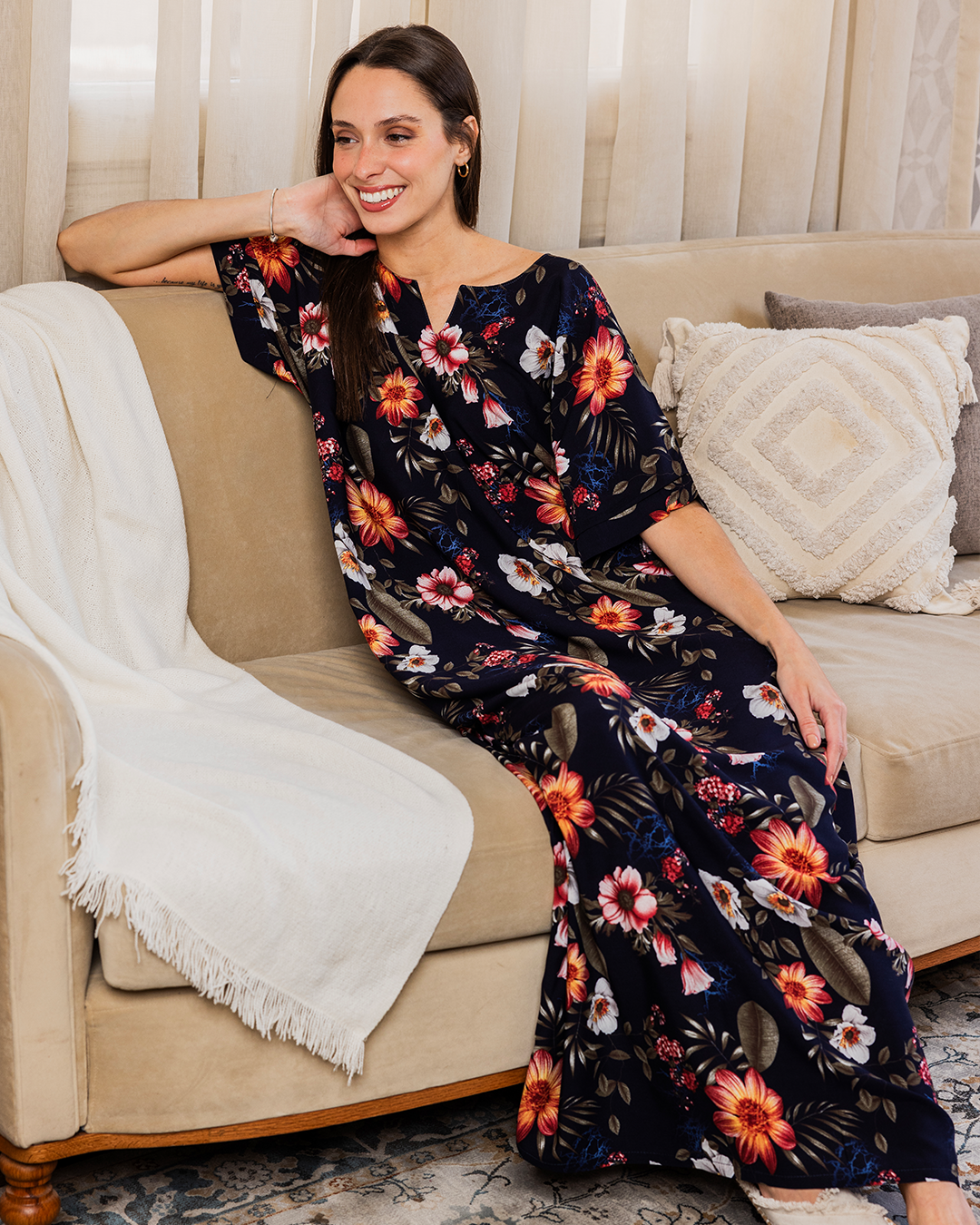 132 قميص فسكوز نص كم مشجر