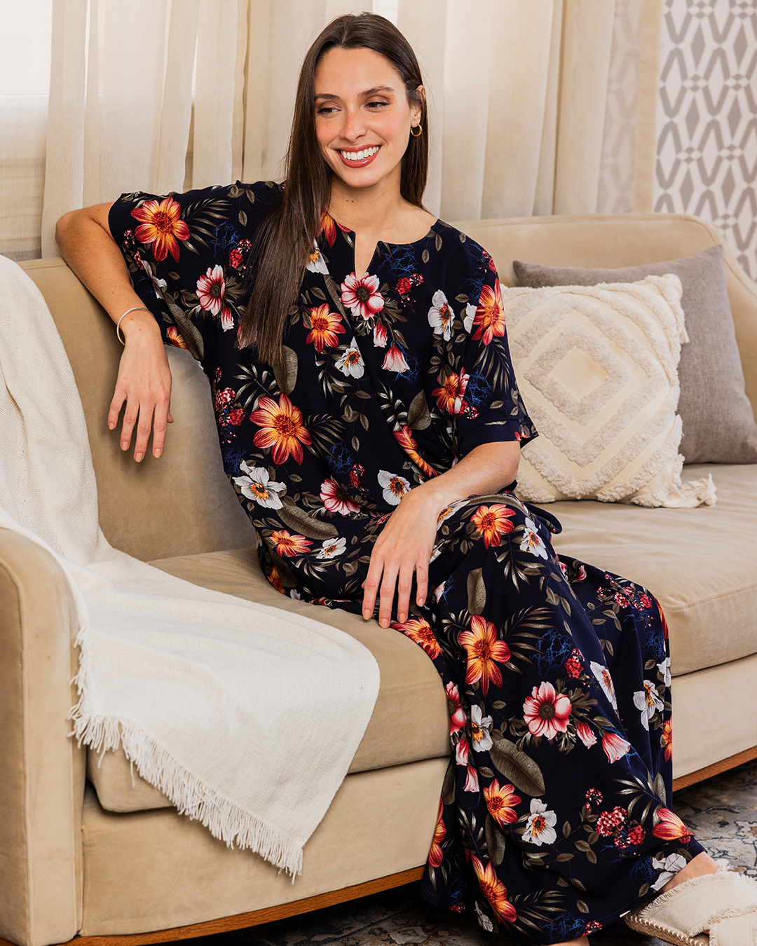 132 قميص فسكوز نص كم مشجر